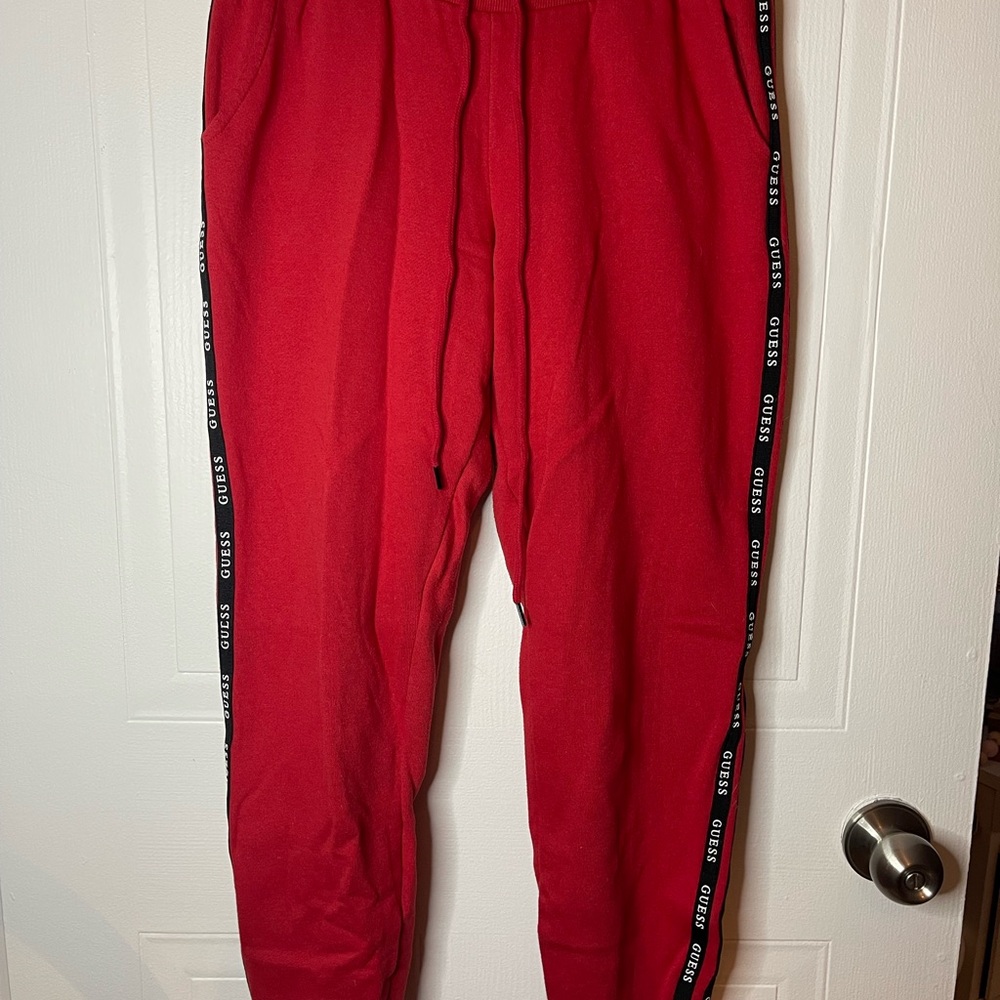 Guess Red Track Pants with Side Stripe